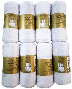 ▷ Pack de Zepelines de Algodón perlé 100% egipcio mercerizado para DIY y tejer a mano labores de ganchillo o punto con un acabado elegante. (8 unidades Perlé N8, Blanco)