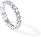 PAVOI 14K Gold Plated Cubic Zirconia Stackable Eternity Ring | 3.0mm Eternity Bands | Gold Wedding Ring Band for Women | Promise Ring for Couples, 6, White Gold, Cubic Zirconia