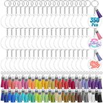 350Pcs Acrylic Keychain Blanks Cludoo Clear Acrylic Keychain Blanks for Vinyl with 60 Pcs Acrylic Blanks, 60 Pcs Keychain Tassels, 170 Pcs Jump Rings and 60pcs Keychain Rings for DIY Keychain Craft