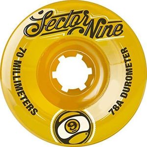 Sector 9 Top Shelf Yellow Center Set Longboard Wheels - 70mm 78a (Set of 4)