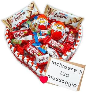 Kinder Cuore di Cioccolato + 125 Cioccolatini - Regalo per San Valentino - Cuore di Cioccolato 30 cm. Kinder Bueno - Kinder Joy - Kit Kat [IAMI]