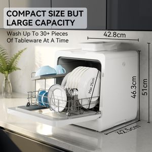 Hermitlux Tabletop Dishwasher – 5 Place Settings, Compact Countertop