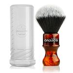 Synthetic Badger Shaving Brush with Resin Handle Nylon Bristles Hair Anbbas Lathering Foam Brush for Men Professional Wet Shaving(Amber,Knot: 24 mm)