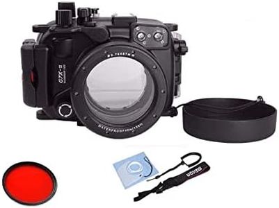 Meikon 40M/130ft Waterproof Underwater Camera Housing Case for Canon G7X Mark II w/Red Filter 67mm