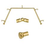 TONIAL Bay Window Curtain Rods, 32-86 Inch Center Rod for window, 20 to 82 Inch Side Rods for windows 3/4 Inch Decorative Drapery Rods with Small Cap Finial, Gold