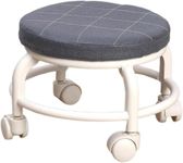 GLIVE (LABEL) Roller Stool Swivel Chair 360 Degree Rotating Rolling Stool Sturdy Footrest Movable Mini Stool Pulley Wheel Stool