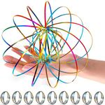 YOFOBU 9 Pack Flow Ring Arm Magic Spring Arm Flow Rings Sculpture Ring Colored Magic Kinetic Spring Interactive Stress Relief Rings Festival Accessories (Colorful)