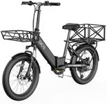 OKAI Electric Bike for Adults, 59 Miles Range Folding E Bike, 672W Motor UP to 20 MPH, 48V Removable Battery, Adult Electric Bicycle with Suspension Fork and 20" Fat Tire, 7 Speed, Women/Men