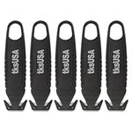 Safety Box Cutter. tksUSA here, Your Cutter Stainless, Steel Package Opener. 5 Pack Safety Knife Package Box Opener with Ergonomic Film Cutting Blade for Box, Carton, Shrink Wrap, Plastic Straps