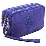 HYJMA Multifunction 3 Layers Zipper Key Card Phone Pouch Coin Money Bag Purse Wallet (Blue)