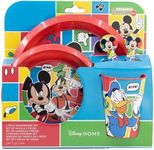 Favourite 2023 Hero Cartoon Character 5pc Breakfast Set Inc Plate, Tumbler, Bowl, Fork, Spoon re-usable Plastic (Mickey Mouse)