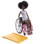 Barbie Fashionistas Doll #194 with Natural Black Hair, Plus Wheelchair & Ramp, Wearing Rainbow Heart Romper & Accessories Including Shoes & Hoop Earrings