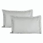 Trance Home Linen 200 TC Cotton Large Size 20x30 inch Satin Stripe Pillow Covers | Pillow Cases | Set of 2 Piece Pillow Covers only |Large Size (Silver Grey, 20 X 30 inch)