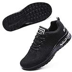 Trainers Womens Running Shoes Ladies Air Cushion Lightweight Mesh Breathable Fitness Tennis Gym Sneakers All Black UK 5