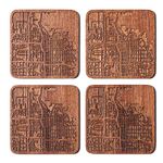 Salt Lake City Map Coaster, Set of 4, Sapele Wooden Coaster with City map, Multiple City Optional, Handmade