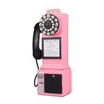 XHJZ-W Wall-Mounted Vintage Phone/Retro Telephone Model Creative Landline Wall Decoration for Office Bar Cafe,Pink