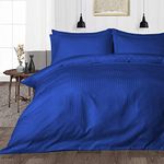 BALAJI EXPORT - 1000 Thread Count, 3 Piece Rajai/Duvet/Quilt Cover Set with Zipper, 100% Cotton - Duvet Cover and Pillow Cover, Luxury Duvet Cover Set-Single Size Royal Blue Stripe