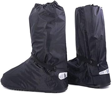 Hilitchi Black Men Waterproof Rainstorm Rainy Day Rain Suit Raingear Motorcycle Outdoor Protective Gear Rain Boot Shoe Cover Zipper US 10 11 Euro 44 45 Black