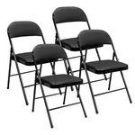 YDY+YQY Dining Folding Chairs,4 Pack Foldable Chair with Vinyl Padded Seat,Metal Frame,Folding Black Chairs for Outdoor & Indoor Office Party Dining Meetings Wedding Events-Black.