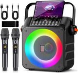 HWWR Karaoke Machine for Adults Kids, Portable Karaoke Machine with 2 Wireless Microphones, 6.5" Subwoofer, DJ Lights, PA System Karaoke Speaker with Microphones Support REC/USB/AUX for Home Party