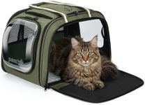 Pecute Cat Carrier for Dog Pet Carrier with Bubble Window,Stable Large Space Pet Carrier Breathable Soft-Sided Dog Carrier with Locking Zippers Sunshade Pet Travel Bag for Small Dog Cat,Olive Green XL