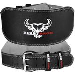 BEAST RAGE Weightlifting belt for men and women-7mm Thick and 6” Wide Adjustable Leather Gym Belt with Padded Lumber Back Support for Weightlifting, Powerlifting, Deadlifts Workout (XL, BLACK)