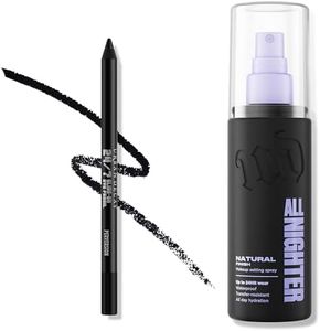 URBAN DECAY Black Eyeliner Pencil and Natural Finish Makeup Setting Spray Bundle - All Nighter Waterproof Setting Spray (4 Fl Oz) for Transfer-Resistant Makeup + 24/7 Glide-On Eyeliner (Perversion)