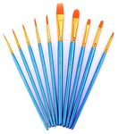 Zhu Ting Paint Brushes, 10pcs Paint Brush Set for Watercolor/Oil/Acrylic/Crafts/Rock & Face Painting(Blue)