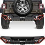 OEDRO Rear Bumper Compatible with 2018-2025 Jeep Wrangler JL & Unlimited JLU (2/4 Doors), Rock Crawler Full Width Bumper with Hitch Receiver & 2 x D-Rings