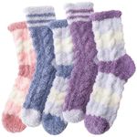 ANTSANG Womens Fuzzy Socks Fluffy Slipper Cozy Cabin Winter Soft Fleece Warm Comfy Thick Christmas Gift Socks(Purple/Pink/Blue)