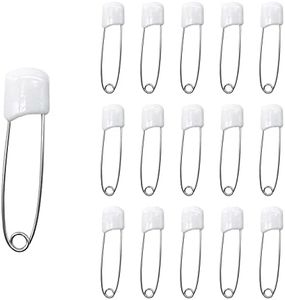 Ruidee 50 Pcs Diaper Pins Nappy Pins Plastic Head Safety Pins with Safe Locking (White)