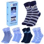 MANCHESTER CITY FC Boys Socks - Pack of 5 Crew Socks for Boys Teenagers Soft Breathable Size 12-7 Man City Gifts for Boys (Blue, 5-9 Years, 12/3 UK)