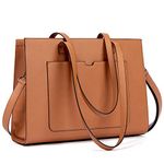 BROMEN Laptop Tote Bag 15.6 inch Briefcases for Women Stylish Business Office Work Tote Bag brown