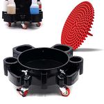 Bucket Dolly 5 Gallon Car Wash Detailing Bucket Dolly with 26.3cm Grit Guard &Heavy Duty Wheel Casters Easy Push Rolling Bucket Dolly for Car Washing, Detailing, Garage