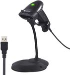 Barcode Scanner USB Automatic Barcode Reader Long Range High Speed POS Laser Scanning Gun with Hands Free Adjustable Stand Compatible with Mac Win10 Win7 Win8.1 iOS7 Linux etc - Black