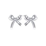 Reffeer 925 Sterling Silver Bow Stud Earrings for Women Teen Bowknot Stud Earrings Ribbon Bow Studs