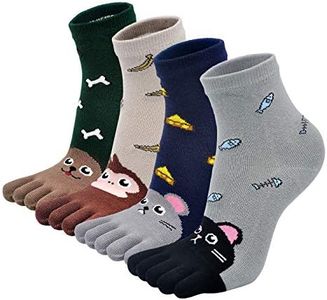 Hellomamma Kids Toe Socks Girls Cute Animal Cat Dog Cotton Sox Five Finger Ankle Sock, Multicolored 1