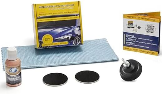 Glass Polish DIY 2” (50mm) Windshield Polishing Kit for Car Glass Restoration, Remove Wiper Blade Damage, Fine Scratches, Haziness, and Water Spots, Restore Glass Clarity and Shine - GP21003