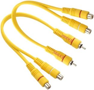 EKAAZ RCA Audio Y Cable 2-Pack, 1 RCA (Male) to 2 RCA (Female) Stereo Audio Adapter, Silver Plated Dual RCA Female Cable Splitter for Subwoofer, Car Radio, Amplifier, TV, Digital Audio-12 Inch/1ft