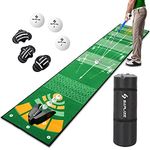 SAPLIZE Golf Putting Mat, 20in X 10ft Auto Ball Return Putting Green Mat with Non-Slip Backing Golf Practice Mat for Indoor/Outdoor Golf Training Aid