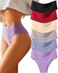 FINETOO High Waisted Underwear for Women Seamless Panties Bikini High Cut No Show Sexy Cheeky Panties 6 Pack, A-6pack, Small