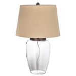 Creative Co-op Glass Fillable Table Lamp with Shade, 13-Inch Round by 23-Inch Height