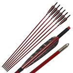 e5e10 6Pcs Gorgeous Painted 33.5" Wooden Arrows Eagle Feather Fletching Traditional Target Arrows for Recurve Bow or Longbow Hunting Target Practice, Red Brown