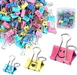 【80pack】 Binder Clips, Limque Paper Clips,Paper Clamps with Colored Cute Hollow Smiling Face,80 Pcs Assorted Size Clips, for Office,Teacher Gifts and Kitchen