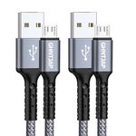 GHNTJAP Micro USB Cable, [2 Pack, 3.3ft] USB 2.0 Micro USB Charging Cable Android Charger Cord, Nylon Braided Cord Compatible with Galaxy S7/S6 and Edge,Note 6/5,Sony,Kindle,PS4,Android Devices - Grey