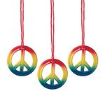 Fun Express - Rainbow Peace Sign Hippie Necklaces (4 dz)