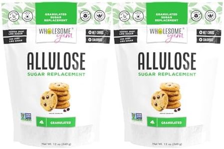 Wholesome Yum Allulose Sweetener - Natural Granulated Sugar Substitute - Keto, Non GMO, Zero Carb, Zero Calorie, Sugar Free, No Aftertaste, Tummy Friendly - Granular Sugar Replacement (12 oz, 2 Pack)