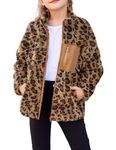 Arshiner Girls Fleece Jacket Sherpa Fall Winter Full Zip Fuzzy Coat Outwear with Pockets