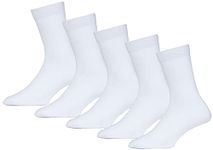 RC. ROYAL CLASS Boys And Girls Calf Length White Plain Organic School Socks (Pack Of 5 Pairs, 11-12 Years, Cotton)