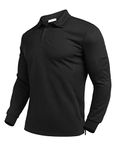 Deyeek Mens Polo Shirts Quick Dry Black Long Sleeve Polo Shirts for Men UPF 50+ Sun Protection Golf Polo Shirts with Pocket